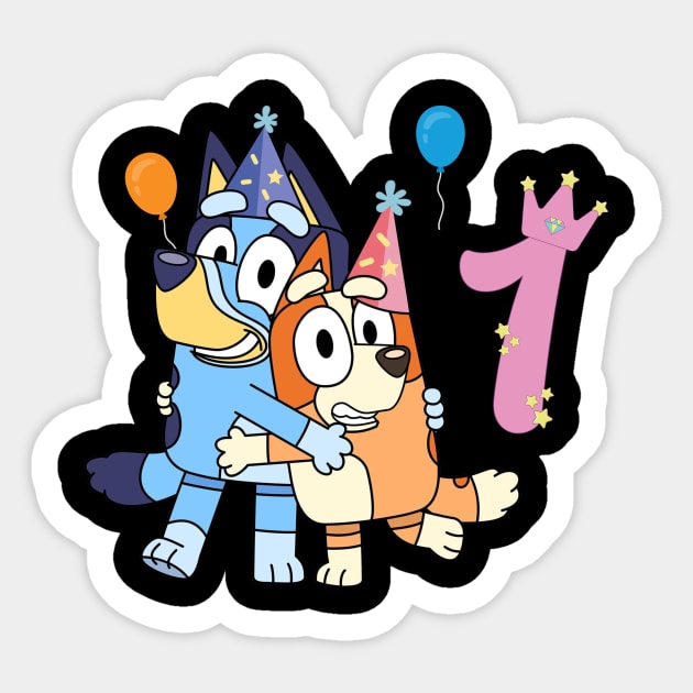 Bluey Happy 1 Years Birthday Sticker by ExpresYourself